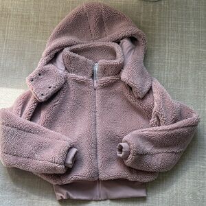 ALO Yoga Plush Hooded Jacket in Pale Pink